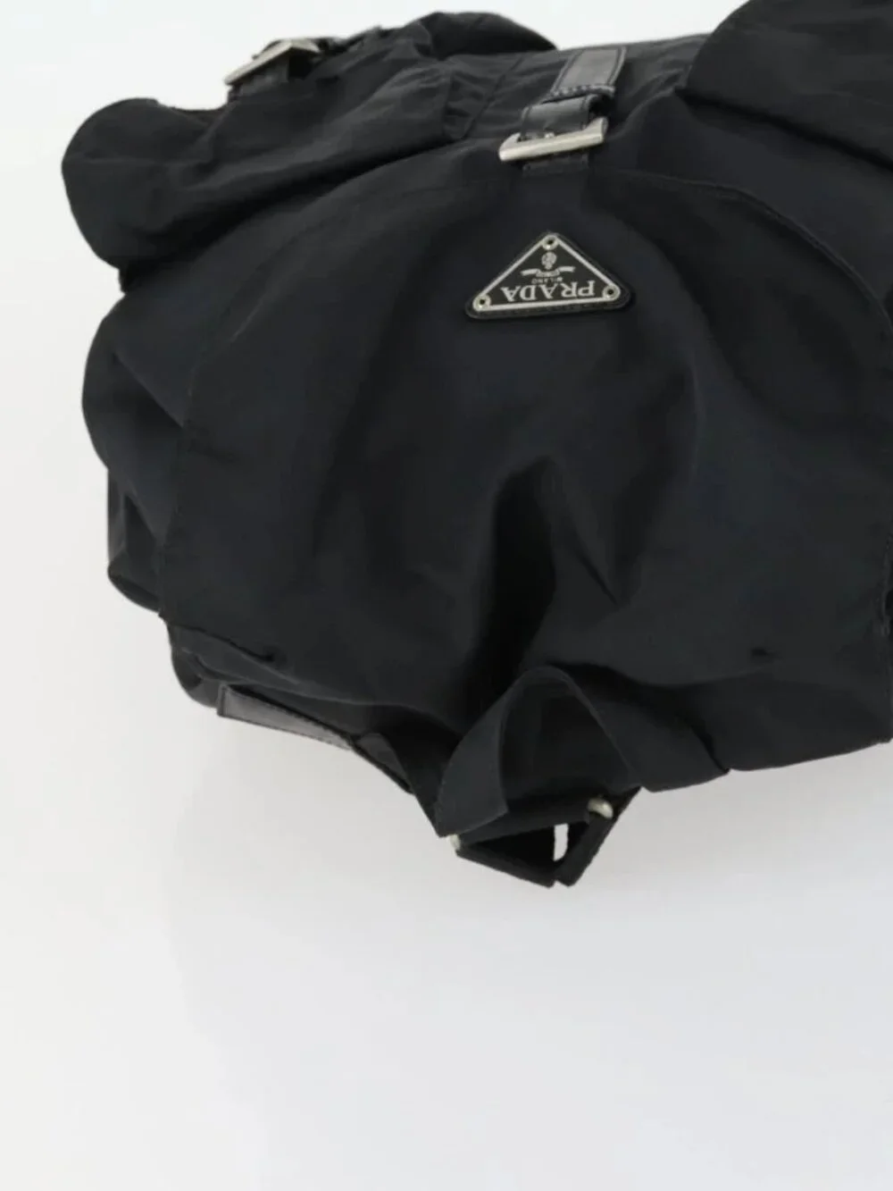 PRADA Backpack Nylon Black Silver Auth 153760